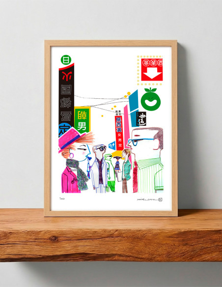 Illustration "Tokio" by Mikel Casal. Signed A3 reproduction
