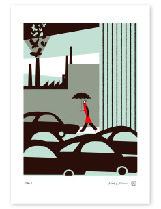 Illustration "Walk" by Mikel Casal. Signed A3 reproduction