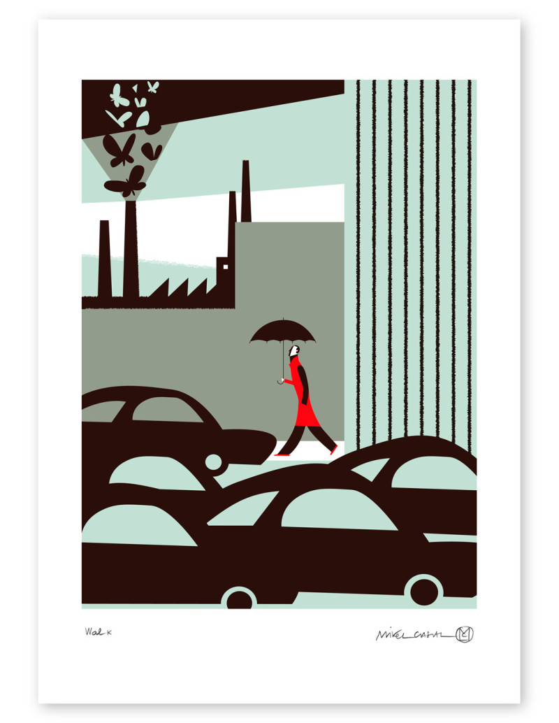 Illustration "Walk" by Mikel Casal. Signed A3...