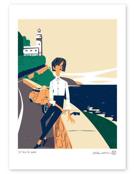 Illustration "El faro de Igeldo" by Mikel Casal. Signed A4, A3 and A2 reproductions