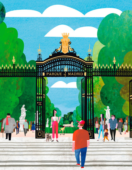 Illustration "Cita en el parque" by Mikel Casal. A4, A3 y A2 reproductions