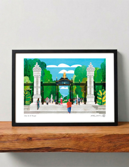 Illustration "Cita en el parque" by Mikel Casal. A4, A3 y A2 reproductions