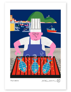 Illustration "Parrillero" by Mikel Casal. A5 and A4...