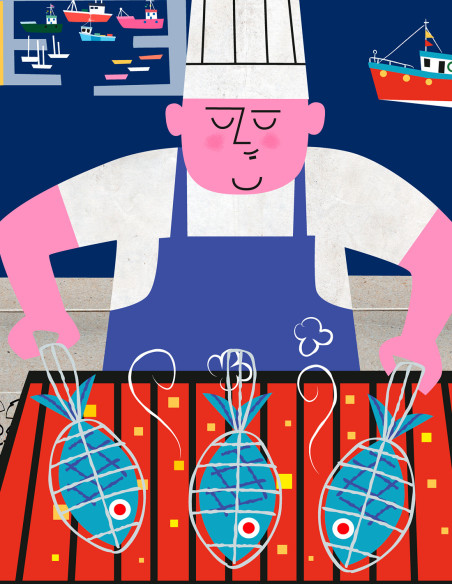 Illustration "Parrillero" by Mikel Casal. A5 and A4 reproductions