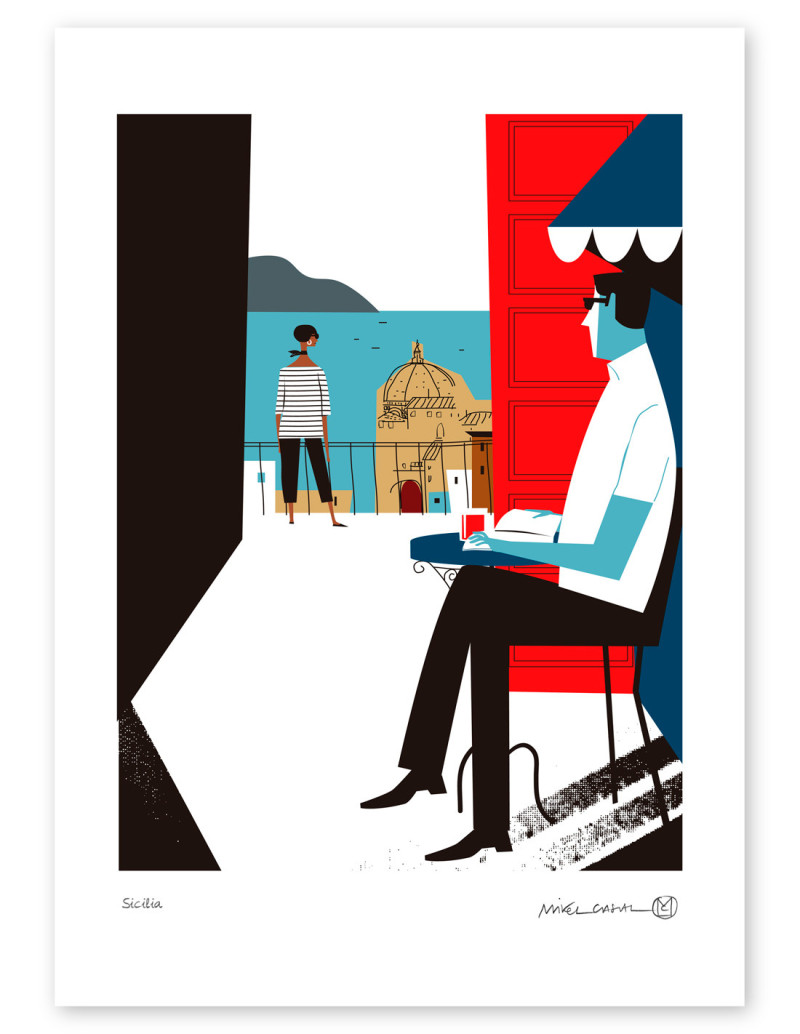 Illustration "Sicilia" by Mikel Casal. A4...