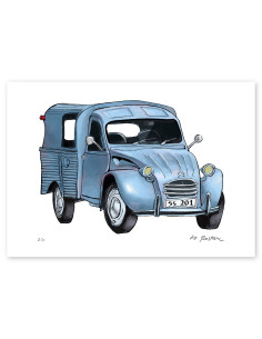 Ilustración "Citroen 2CV" de Roskow. Reproducciones A4 y A3