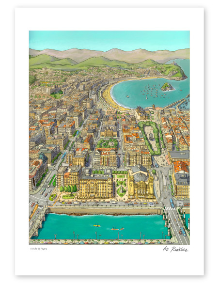 Ilustración "A vista de pájaro 2" de Roskow. Reproducciones A4, A3 y A2