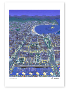 Illustration "A vista de pájaro 2 noche" by Roskow. A4...