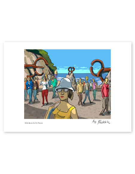 Illustration "Atardece en el peine" by Roskow. A4 and A3 reproductions