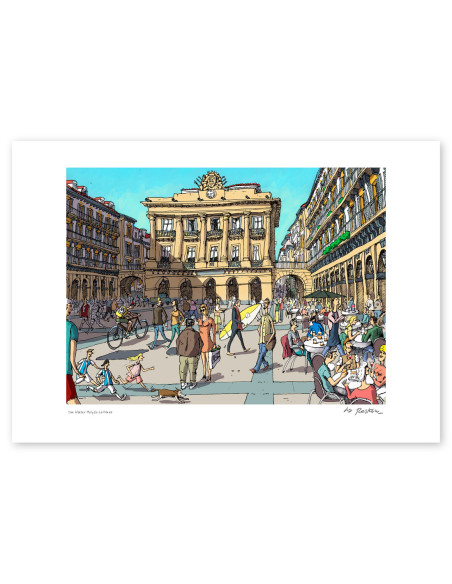 Illustration "Con Walter Mitty en la plaza" by Roskow. A4, A3 and A2 reproductions