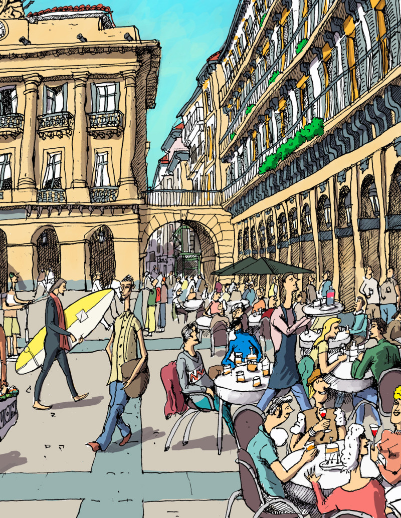 Ilustración "Con Walter Mitty en la plaza" de...