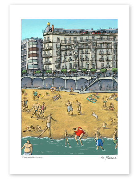 Illustration "El bañador rojo de mi tía abuela" by Roskow. A4, A3 and A2 reproductions