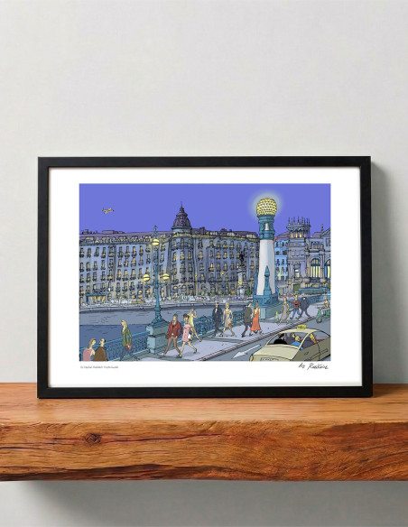 Ilustración "El capitán Haddock visita Donosti" de Roskow. Reproducciones A4, A3 y A2