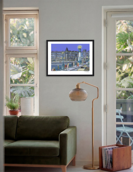 Illustration "El capitán Haddock visita Donosti" by Roskow. A4, A3 and A2 reproductions