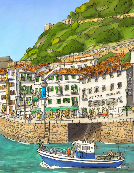 Illustration "El muelle" by Roskow. A4, A3 and A2 reproductions
