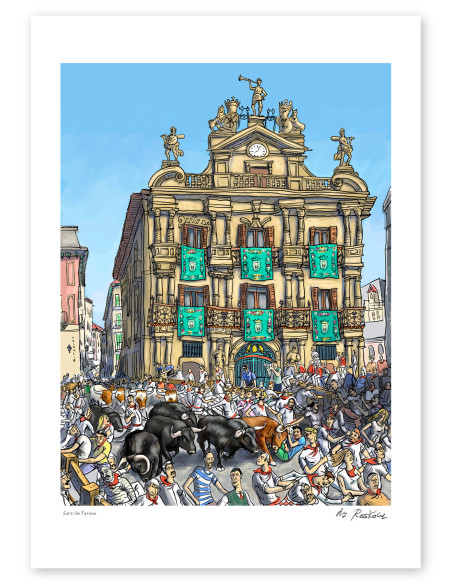Illustration "Gora San Fermín" by Roskow. A4, A3 and A2 reproductions