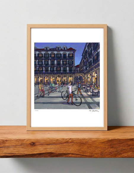 Illustration "Anochece en la consti" by Roskow. A4, A3 and A2 reproductions