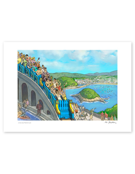 Illustration "La increíble montaña suiza" by Roskow. A4, A3 and A2 reproductions