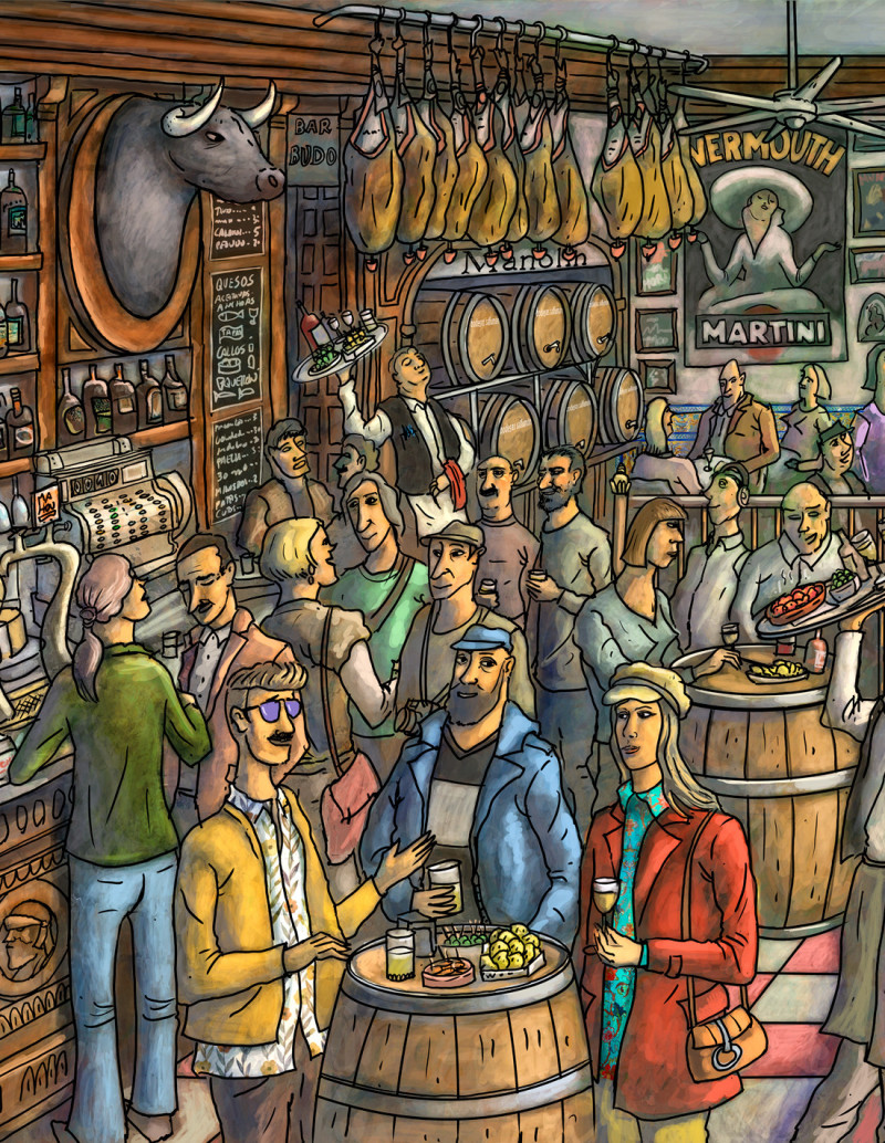 Illustration "La taberna" by Roskow. A4, A3 and...