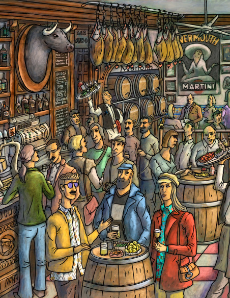 Illustration "La taberna" by Roskow. A4, A3 and A2 reproductions