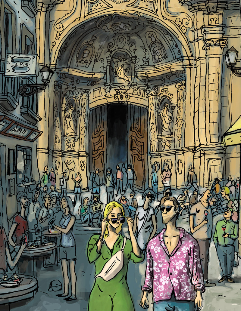 Ilustración "Momento vermú" de Roskow....