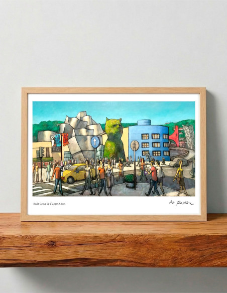 Illustration "Nada como el Guggenheim" by Roskow. A4 and A3 reproductions