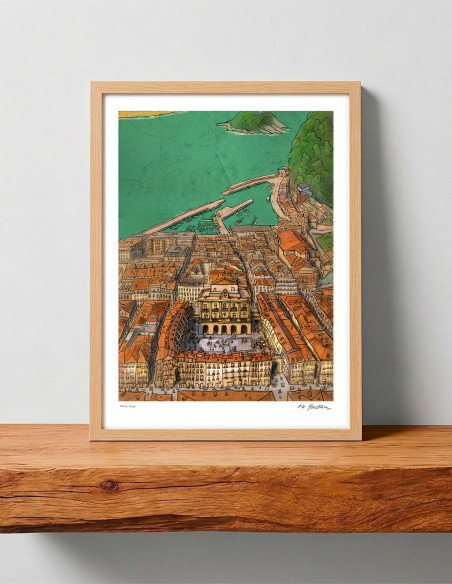 Illustration "Parte Vieja" by Roskow. A4 and A3 reproductions