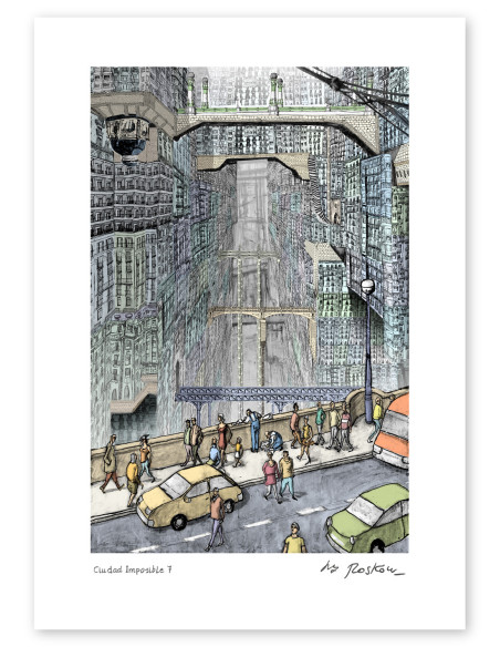 Illustration "Ciudades Imposibles 8" by Roskow. A4, A3 and A2 reproductions