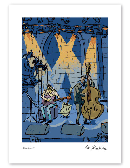 Ilustración "Jazzaldia 4" de Roskow. Reproducciones A4 y A3