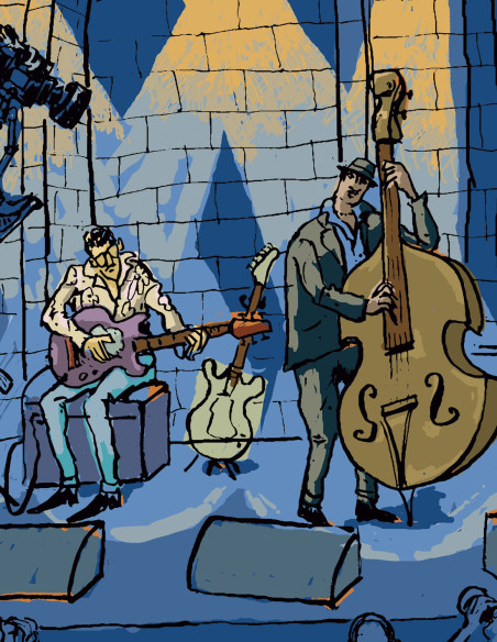 Illustration "Jazzaldia 4" by Roskow. A4 and A3 reproductions