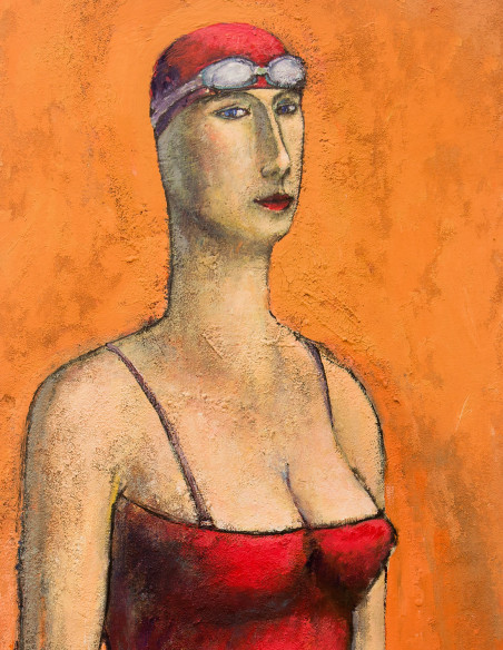 Illustration "La bañista" by Roskow. A4 and A3 reproductions