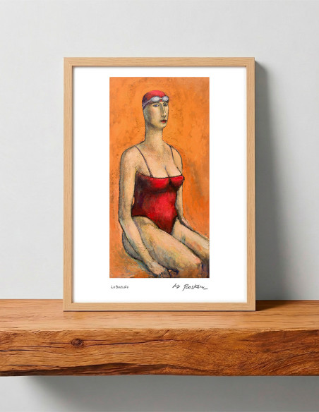 Illustration "La bañista" by Roskow. A4 and A3 reproductions