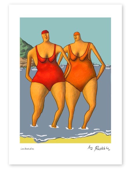 Ilustración "Las bañistas" de Roskow. Reproducciones A4 y A3