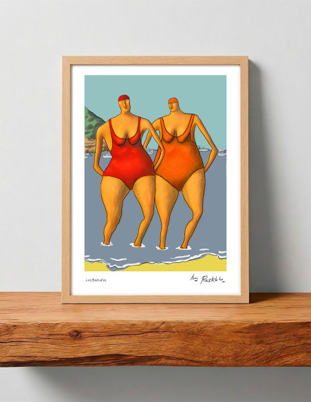 Illustration "Las bañistas" by Roskow. A4 and A3 reproductions