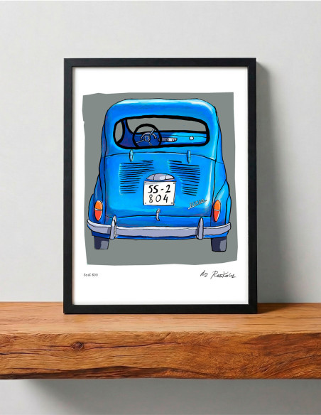 Ilustración "Seat 600" de Roskow. Reproducciones A4 y A3