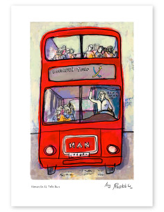 Ilustración "Vamos en el tele-bus" de Roskow....