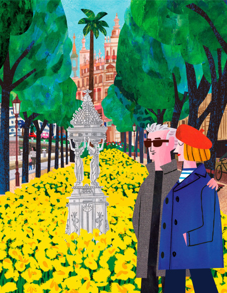 Ilustración "Paseo de Francia" de Mikel Casal. Reproducciones A4 y A3