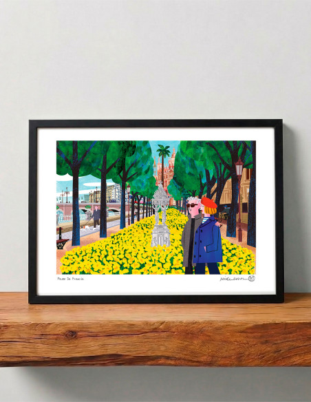 Illustration "Paseo de Francia" by Mikel Casal. A4 and A3 reproductions
