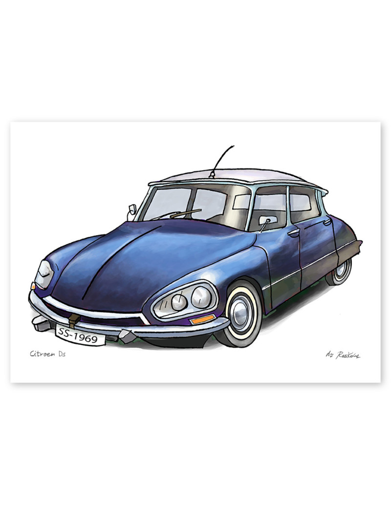 Illustration "Citroen DS" by Roskow. A4 and A3...