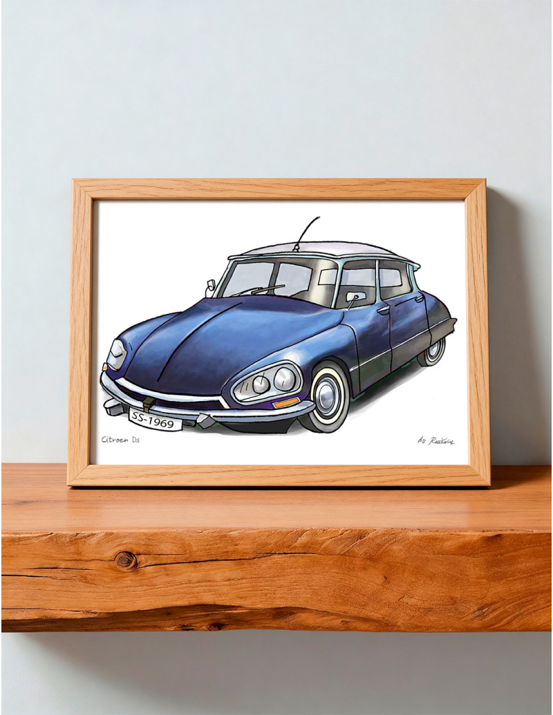 Illustration "Citroen DS" by Roskow. A4 and A3...