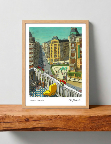 Illustration "Pasando la tarde en gros" by Roskow. A4 and A3 reproductions