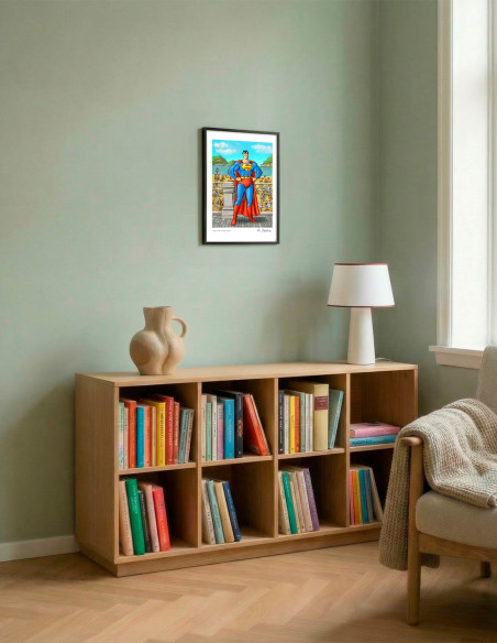 Illustration "Superman visita Donosti" by Roskow. A4 and A3 reproductions