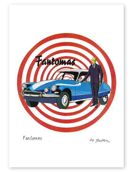 Illustration "Fantomas" by Roskow. A4 and A3 reproductions
