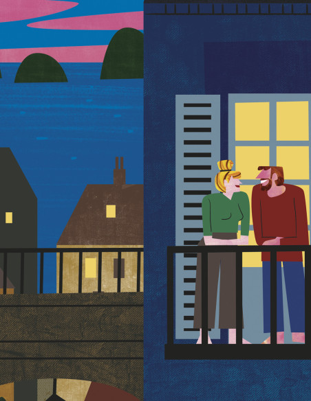 Illustration "Love in Donostia" by Mikel Casal. A5, A4, A3 y A2 reproductions