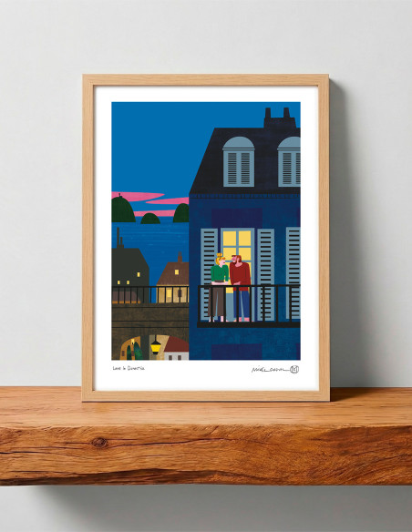 Illustration "Love in Donostia" by Mikel Casal. A5, A4, A3 y A2 reproductions