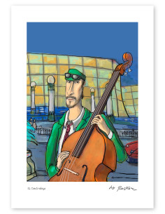 Illustration "El contrabajo" by Roskow. A4 and A3...
