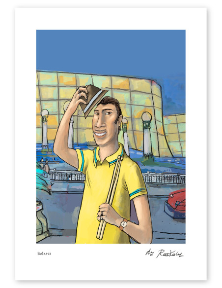 Illustration "El batería" by Roskow. A4 and A3 reproductions
