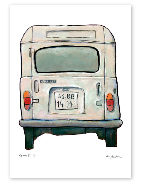 Illustration "Renault 4" by Roskow. A5 reproduction