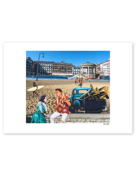 Collage "Iruña beach" de Lance - Reproducciones A4 y A3