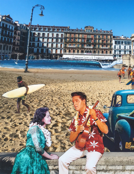 "Iruña beach" collage by Lance. A4, A3 reproductions